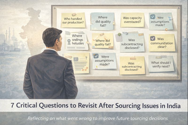 Senior buyer reviewing critical questions after experiencing sourcing issues in India