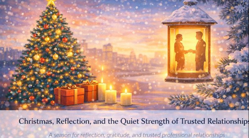 Subtle Christmas-themed illustration reflecting trust and long-term professional relationships